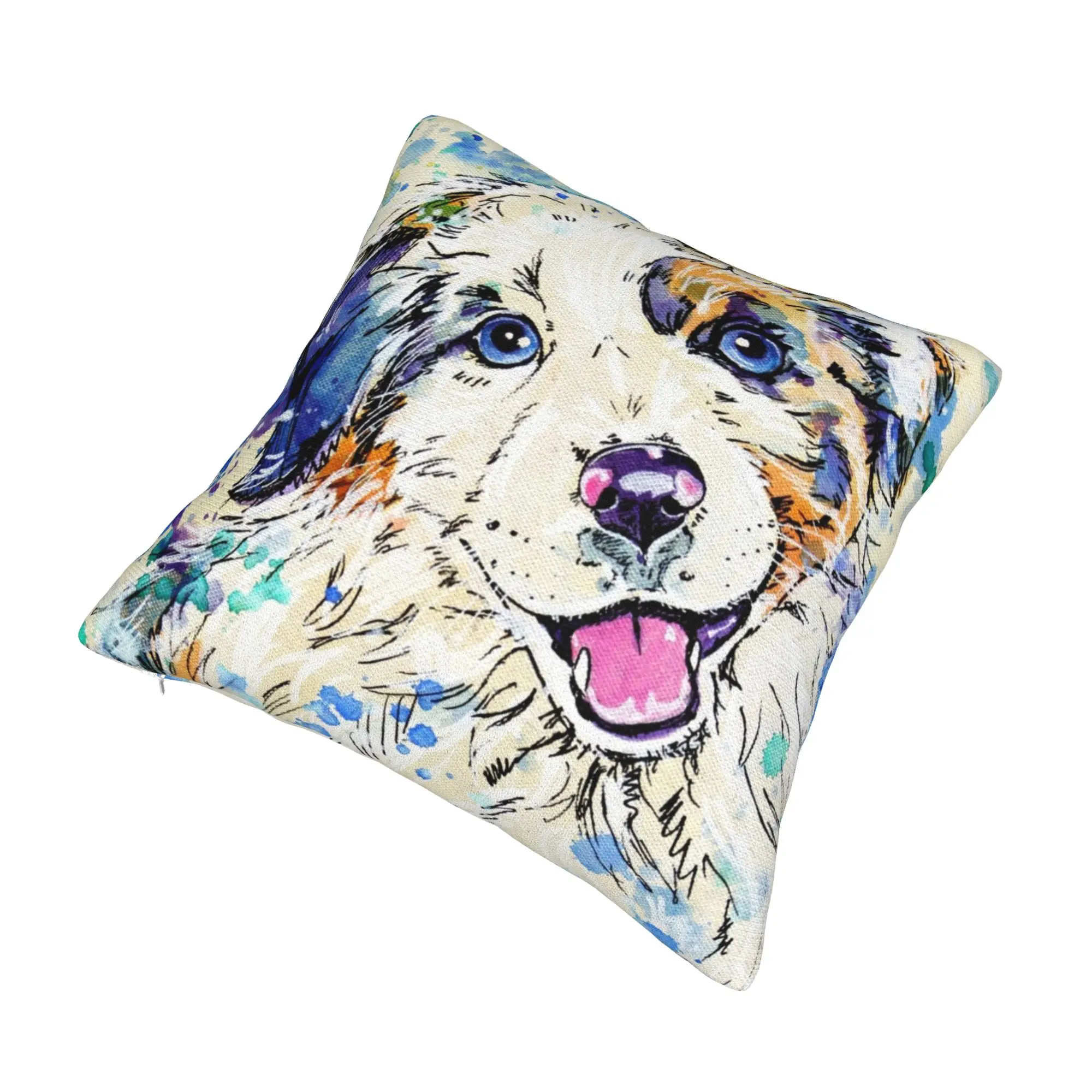 Australian Shepherd Dog Pillow Covers Bedroom Decoration Kawaii Collie Puppy Cushion Decoration Salon Square Pillowcase