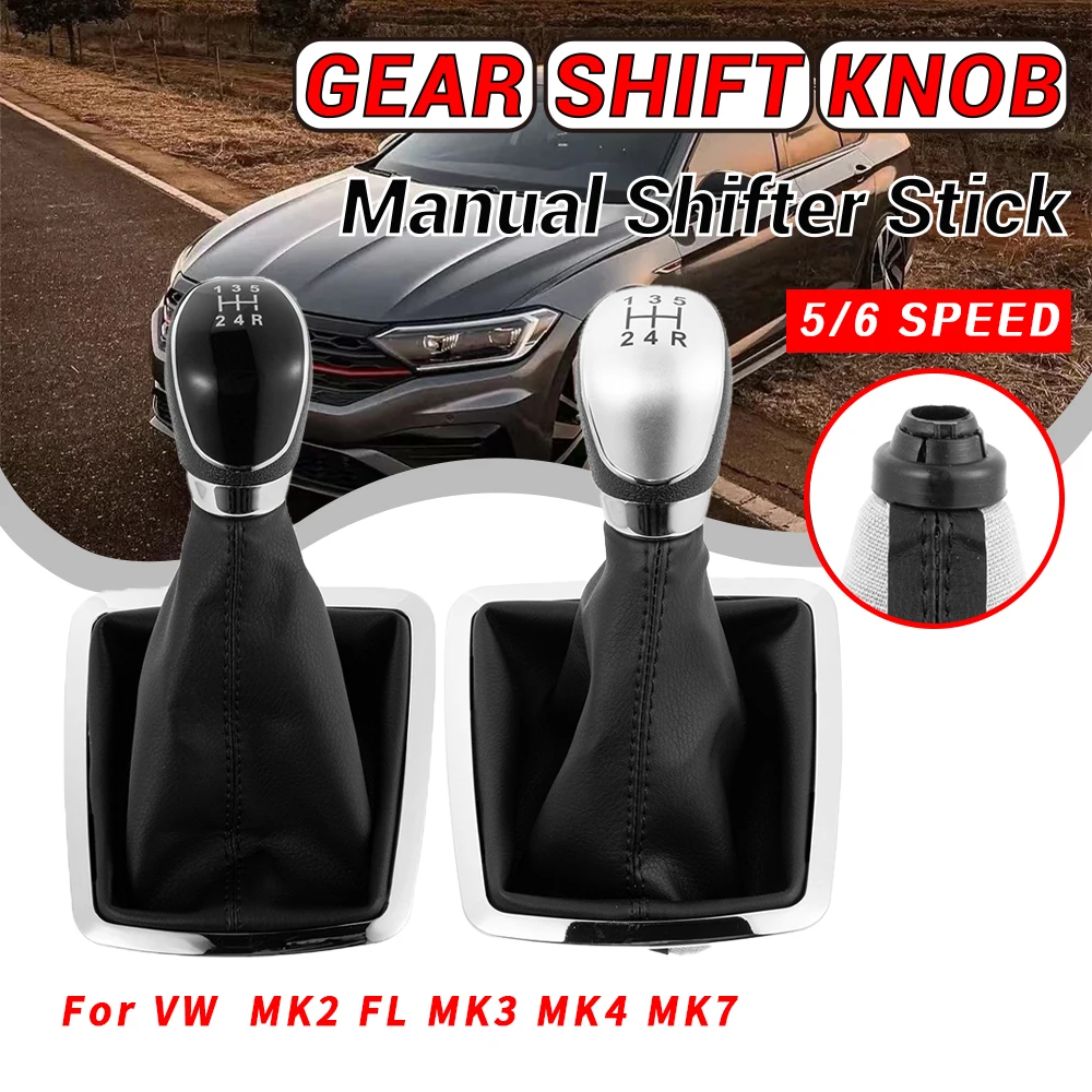 Car Accessories For Ford Focus 2 MK2 FL C-MAX 2006-2011 MK3 MK4 MK7 Galaxy 5/6 Speed Gear Shift Knob With Leather Dust Cover