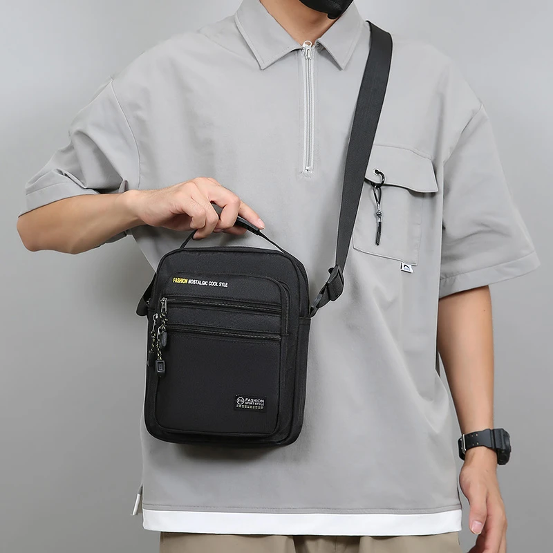 Men's Oxford Crossbody Bag, Large Capacity Single Shoulder Bag, Multi-Pockets Messenger Bag for Business & Casual Daily Use
