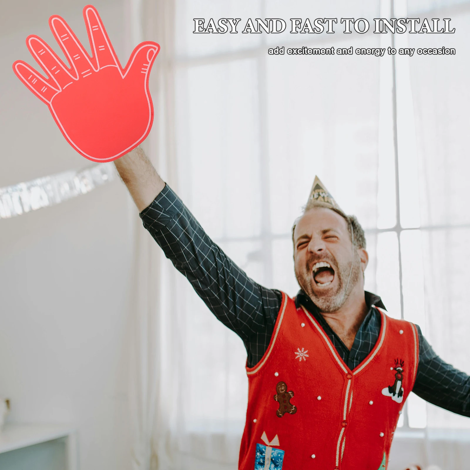 

Giant Foam Finger Hands Cheerleading Props Sports Fan Accessories Lightweight Durable Bright Noisemaker Team