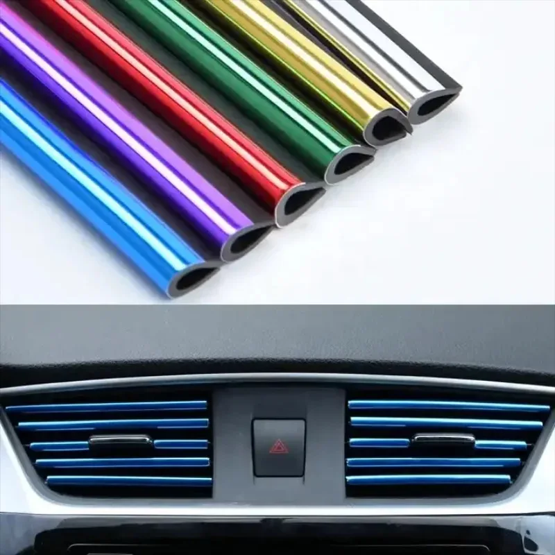 10 Pieces Car-styling Chrome Styling Moulding Car Air Vent Trim Strip Air Conditioner Outlet Grille Decoration U Shape