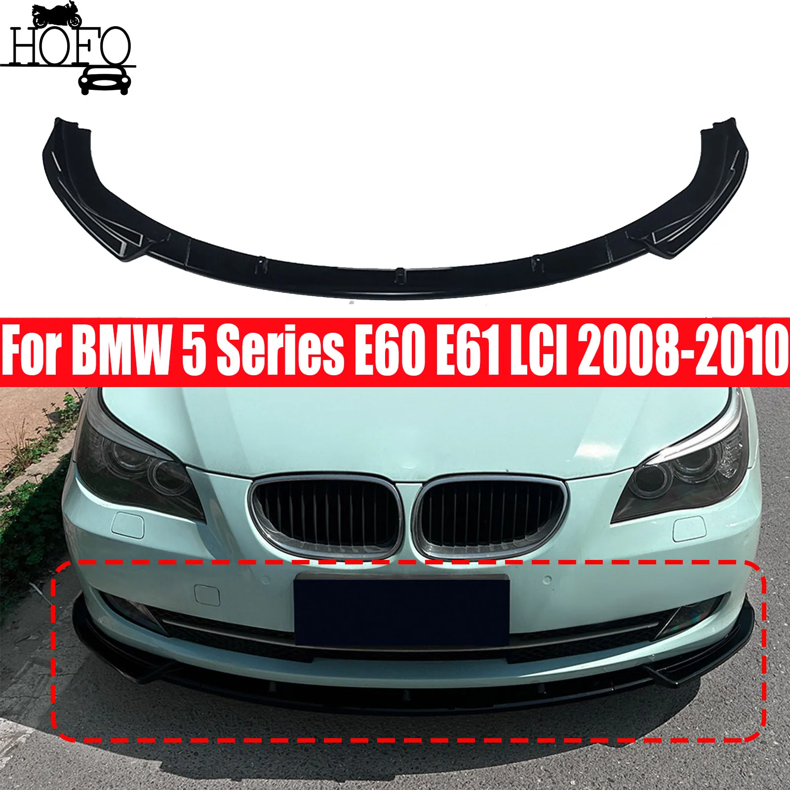 

Black Front Lower Bumper Lip Spoiler Car Modification Body Kit Bumper Diffuser Protector For BMW 5 Series E60 E61 LCI 2008-2010