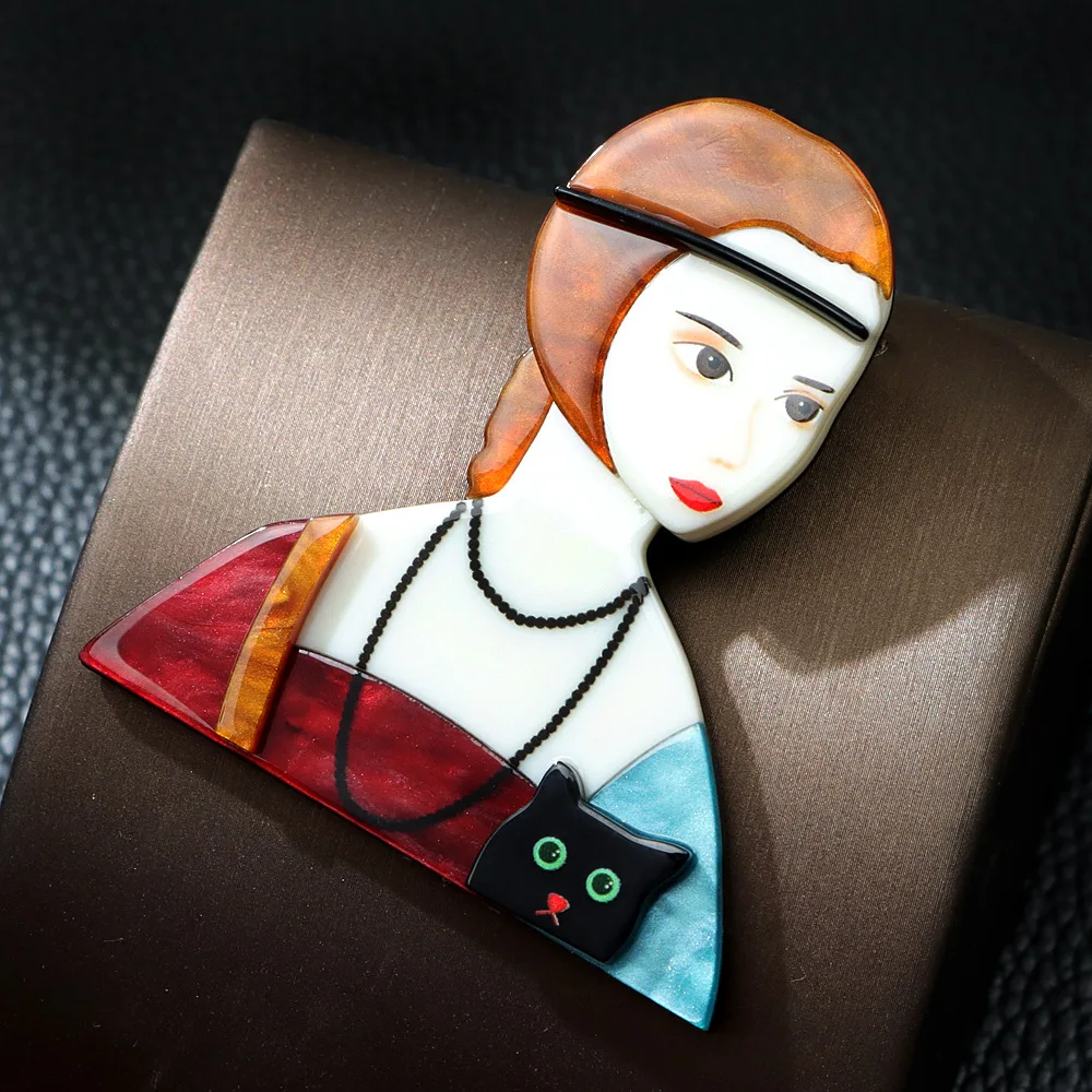 acrylic beautiful girl brooch fashion cartoon clothing accessories