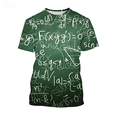 Men's Mathematical Formula Printed Fun Casual Loose Street Men's Short Sleeved T-shirt