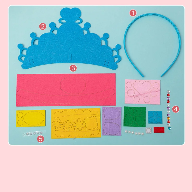 Chapéu de Aniversário Crown para Bebê, Material DIY, Tecido, Príncipe e Princesa, Decoração de Festa, Brinquedos para Crianças, 4PCs