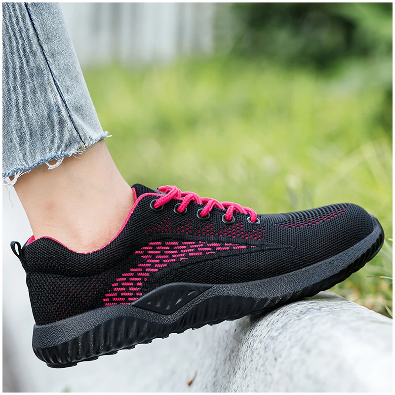 women casual breathable plastic toe cap working safety shoes worker security boots summer insulated sneakers protective footwear