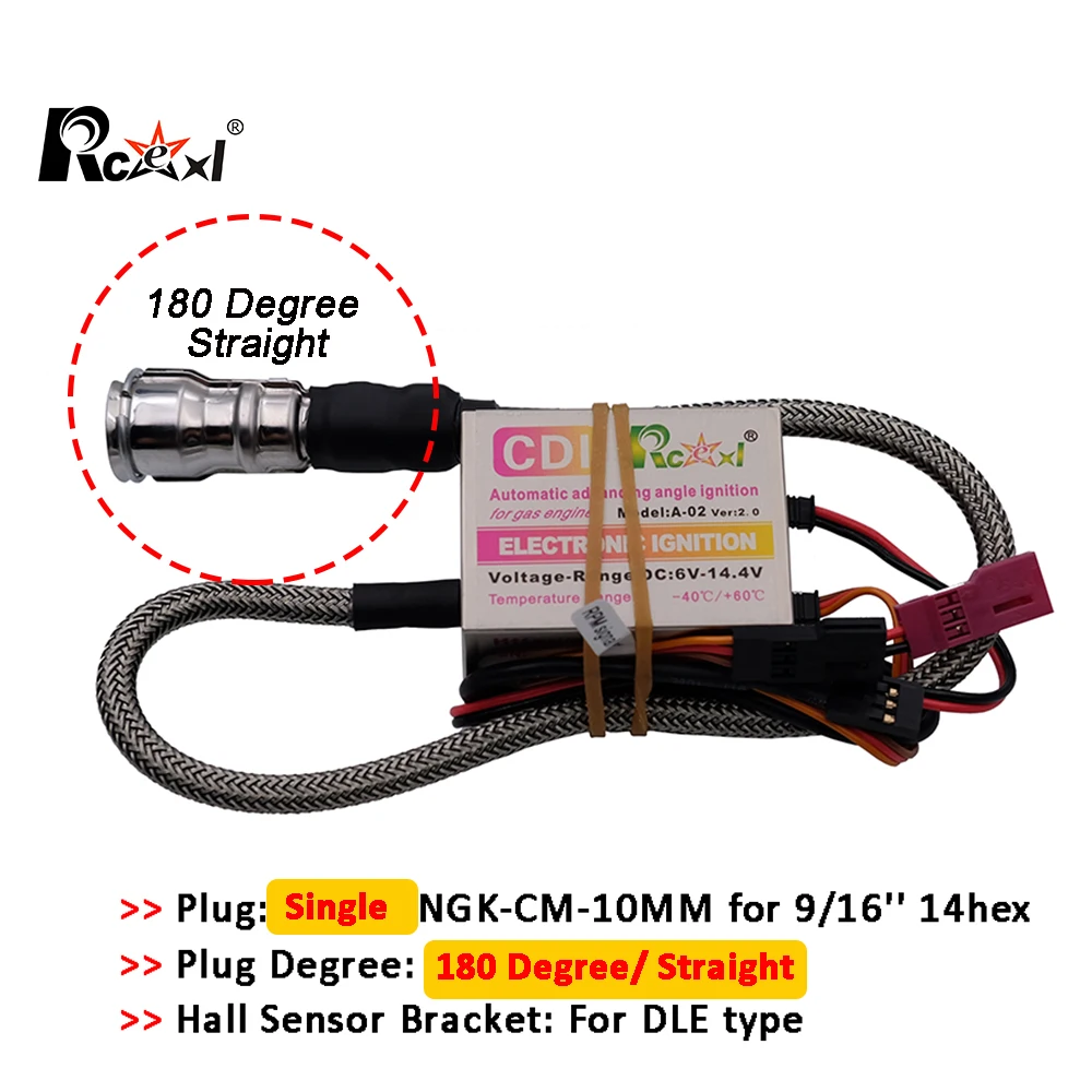 Rcexl Single and Twin Ignition CDI CM6-10mm 90/ 120 Degree/ Straight Spark Plug Special for DLE Gas Petrol Engine