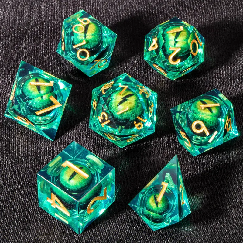 

KERWELLSI DND Resin Sharp Edge Dice Set, Polyhedral D&D Dice Set for Dungeon and Dragon Dice, RPG Role Playing Game D and D Dice