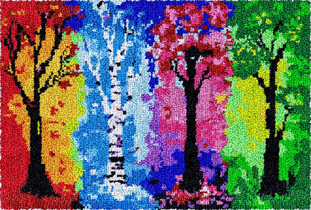

Latch hook rug kits with Pre-Printed Pattern Cross stitch embroidery kit Footprint Carpet with your needlework 69-102 Trees