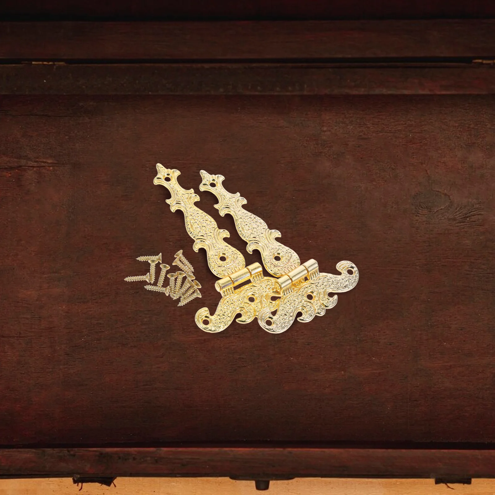 

2pcs Vintage Zinc Alloy Cabinet Door Decorative Box For Jewelry Wooden Chest Trunk Flat Hardware Replacement Iron