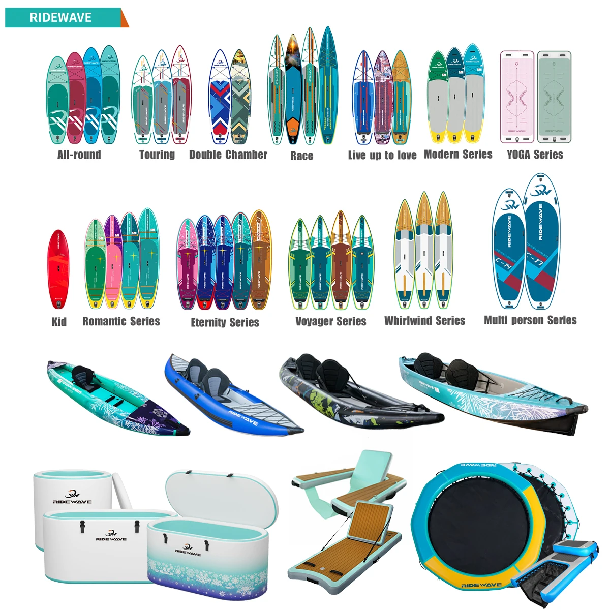 RIDEWAVE, gran oferta, Kayak de pesca inflable, tabla de sup, tabla de Paddle, tabla de surf, 10'6*32 "* 6" con paleta de bomba