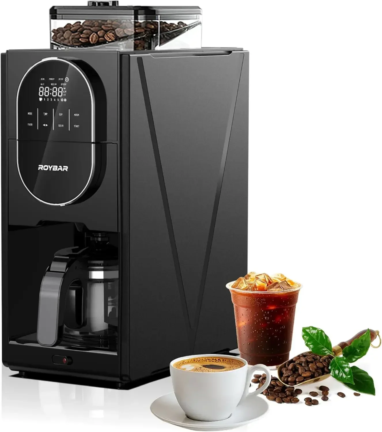 

Grind And Brew Coffee Maker Programmable Hot Cold Coffee Machine With Timer Glass Carafe