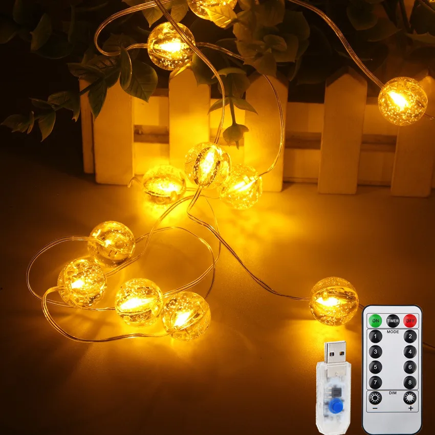 USB 5V Waterproof Holiday LED Lighting Strings Fairy Garland LED Ball Star Snow String Lights Xmas Wedding Party Light 5m 10m