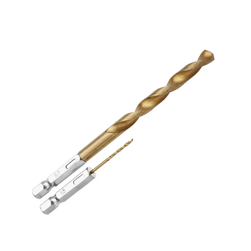 13-20 pz 6.35mm 1/4 "codolo esagonale 1.5-6.5mm punta da trapano s HSS acciaio ad alta velocità rivestito in titanio Set di punte accessori per elettroutensili