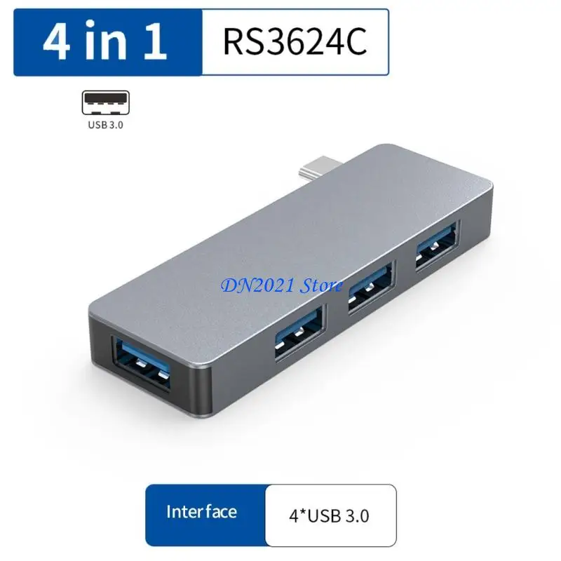 F3KE Aluminum USB3.0 Hubs Fast Data Transfer Simultaneous Connection For Home Offices