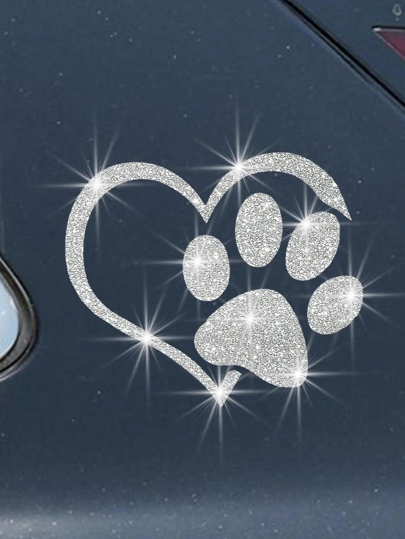 

Наклейка на автомобиль с блестящим сердечком и отпечатком лапы для автомобилей, ноутбуков, багажа и многого другого