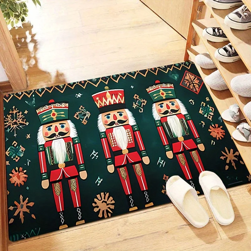VIKAMA Nutcracker Soldier Doormat Comfortably Soft and Warm Noise-Reducing Entrance Hallway Mat Bathroom Rug Home Decor