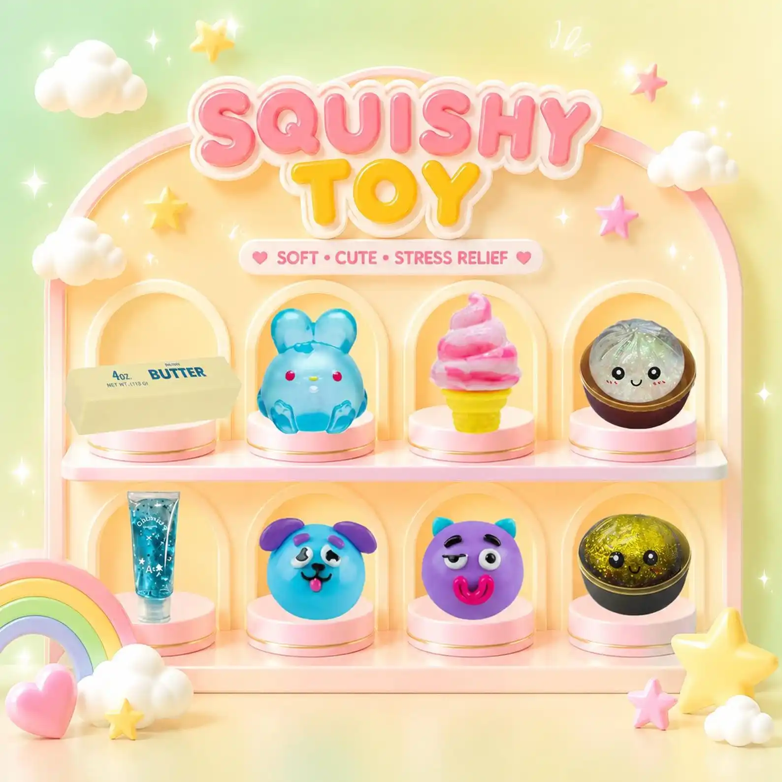 

2PC Mystery Squishy Blind Box Cute Slow Rising Stress Relief Toys Kawaii Fidget Sensory Squishy Surprise Box ASMR Squishy Collection Gift