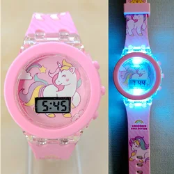 Relojes con dibujos de unicornios para niños, reloj Digital electrónico con Flash que brilla en la luz, colorido, mickey mouse, para niñas