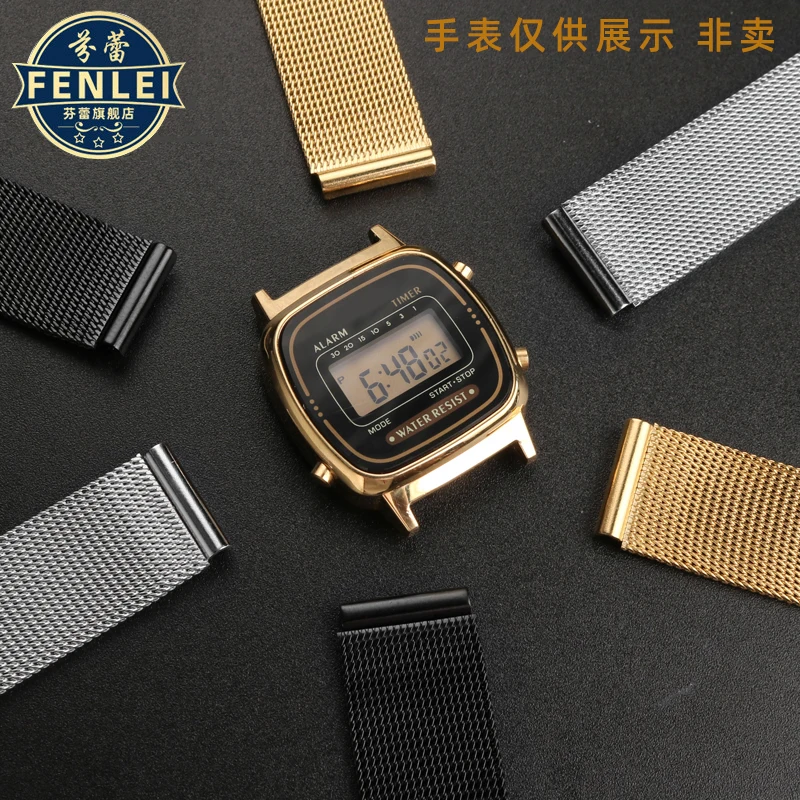 For Casio Small Square Retro Watch LA670 LA680 LA690 Men Watch Strap Women\'s Stainless steel Watchband 13mm 14mm Milan mesh belt