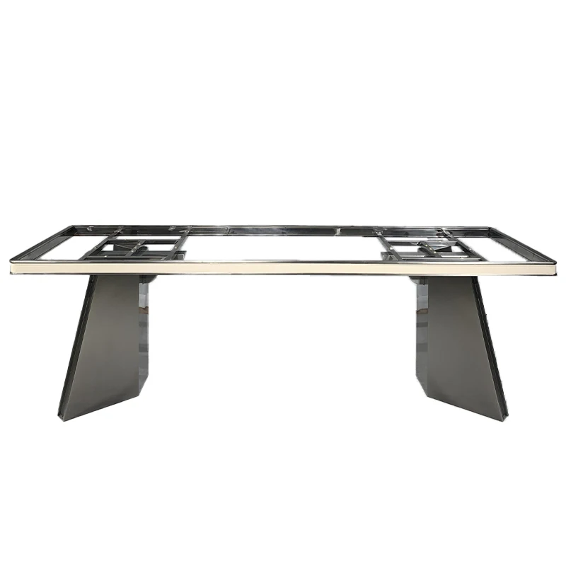 

Light luxury simple modern rock slab tea table foot desk island integrated bracket marble