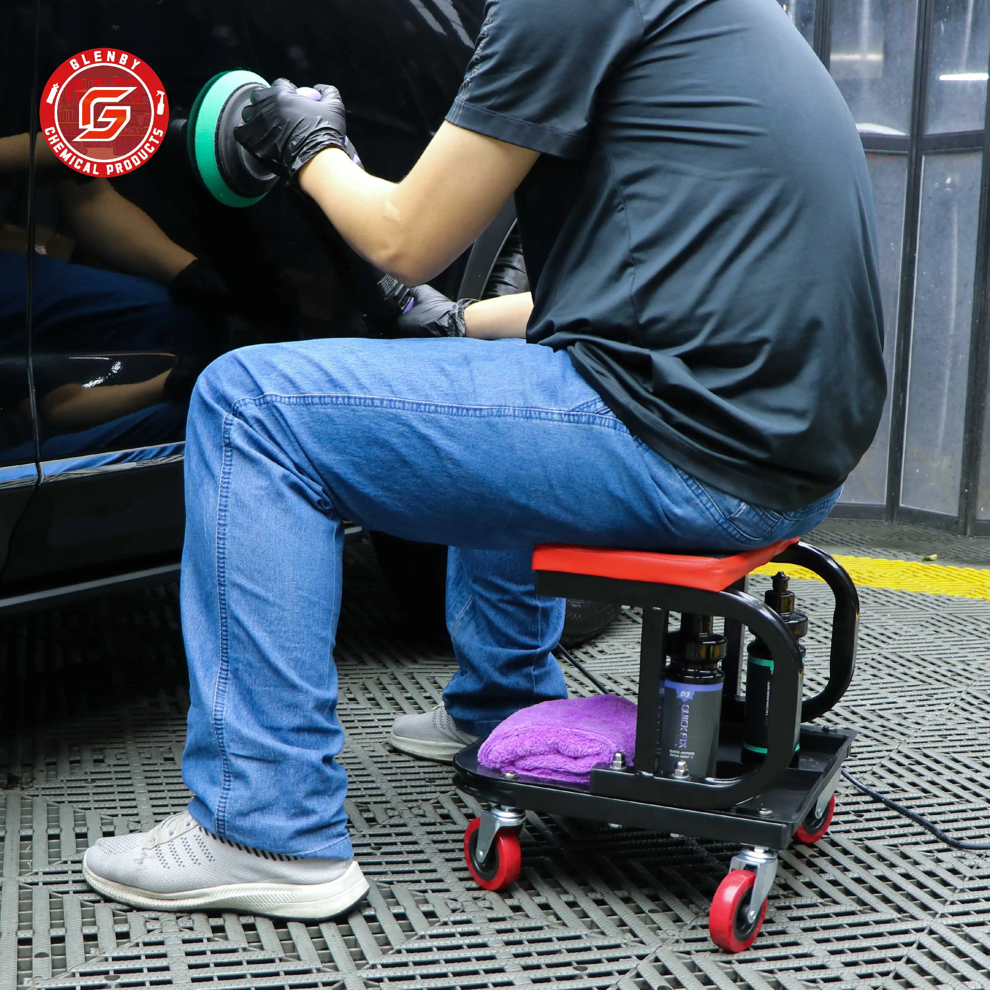 Multifunctional Car Repair Work Stool Garage Seat Work Rolling Creeper Seat Stool Mechanic Chair 4 Wheels Tray Auto Tools