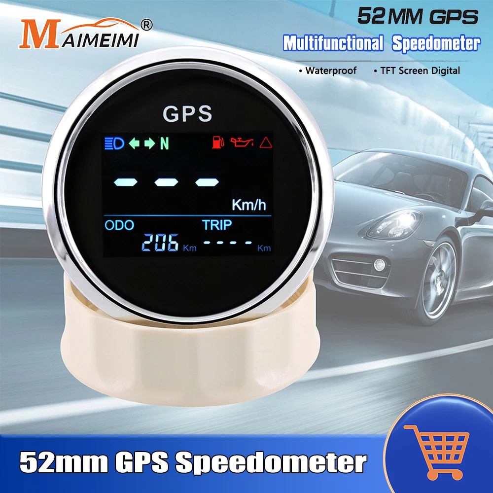 Universal 52mm LCD Digital GPS Speedometer For Car Truck UTV Motorcycle Boat Yacht 12V 24V Odometer Trip Meter With GPS Antenna