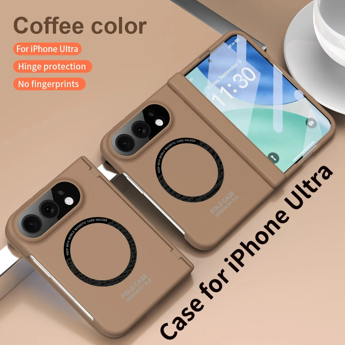Business Fashion Magnetic Suction Case for iPhone Duo Skin-Sensitive， For MagSafe Design with Front Screen Protective Film
