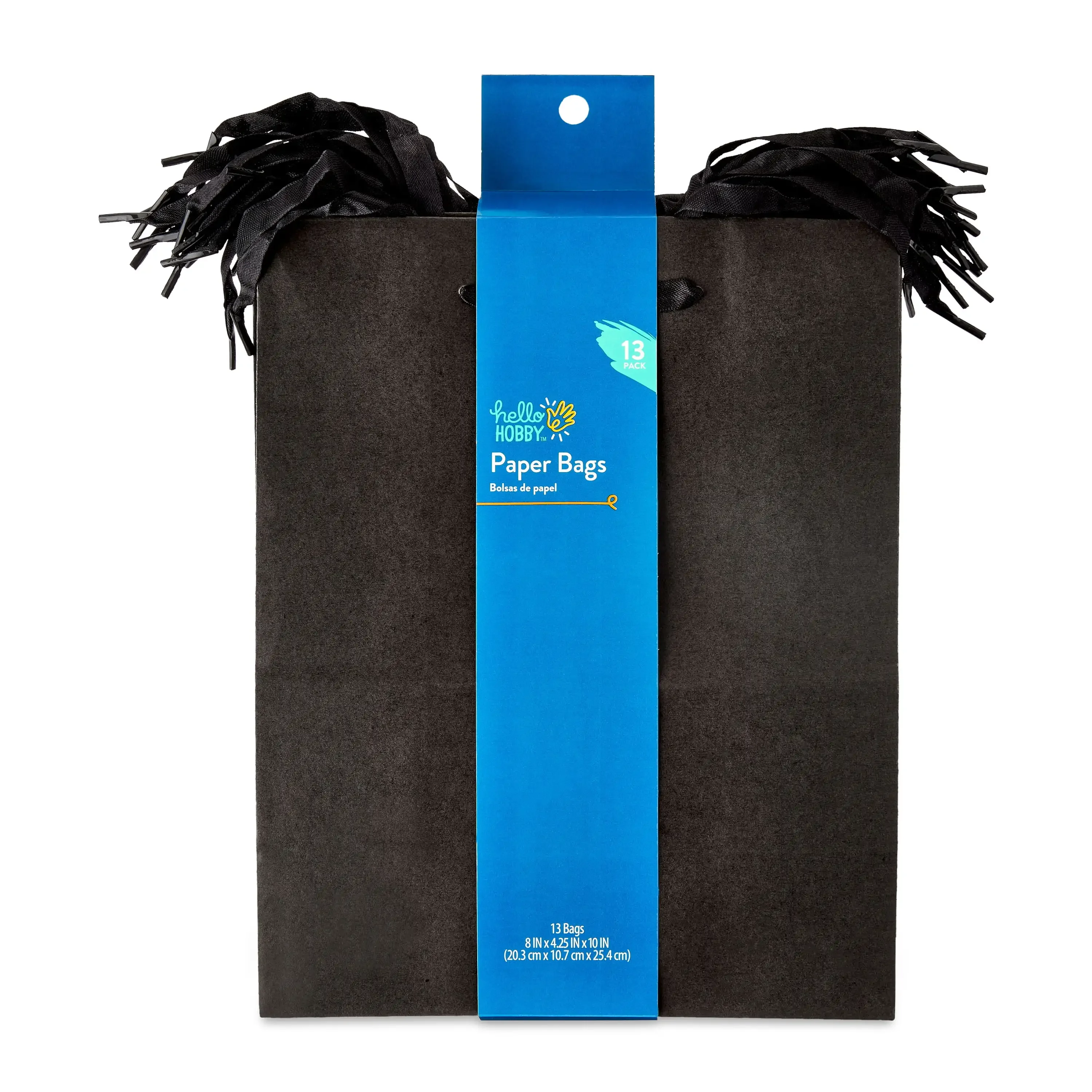 Large Black Paper Bags, 8" x 10", 13 Count