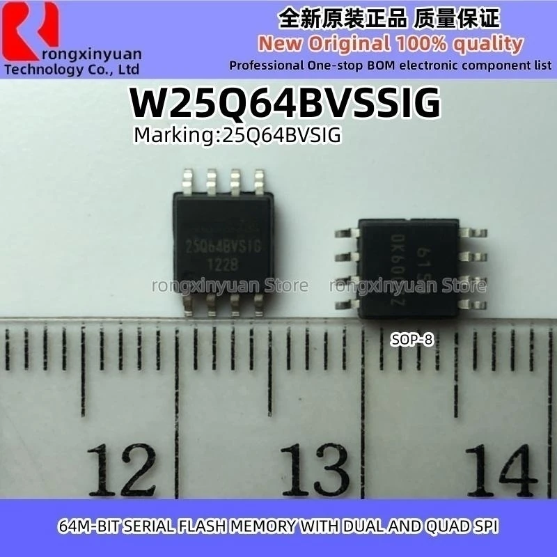 5Pcs W25Q64BVSSIG 25Q64BVSIG W25Q64BVSIG SOP-8 64M-BIT SERIAL FLASH MEMORY WITH DUAL AND QUAD SPI Original New 100% quality