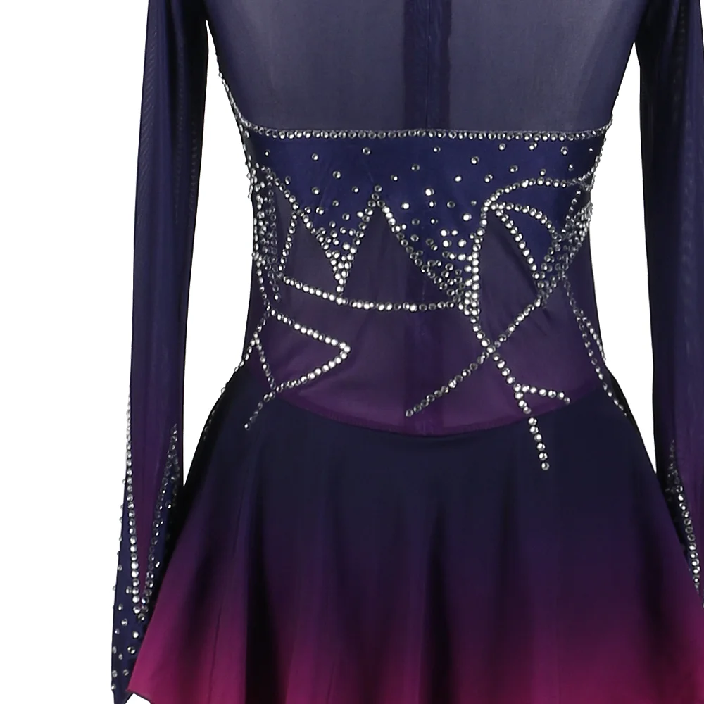 ZAGITOVA Figure Skating Dress Women Girl Performance Rhythmic Gymnastics Competition Ice Skating Skirt Purple Gradien Mesh Skirt