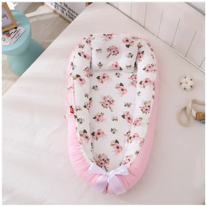 Breathable Cotton Removable and Washable Portable Crib Mid-bed Bionic Baby Nest Baby Pillow Travel Crib