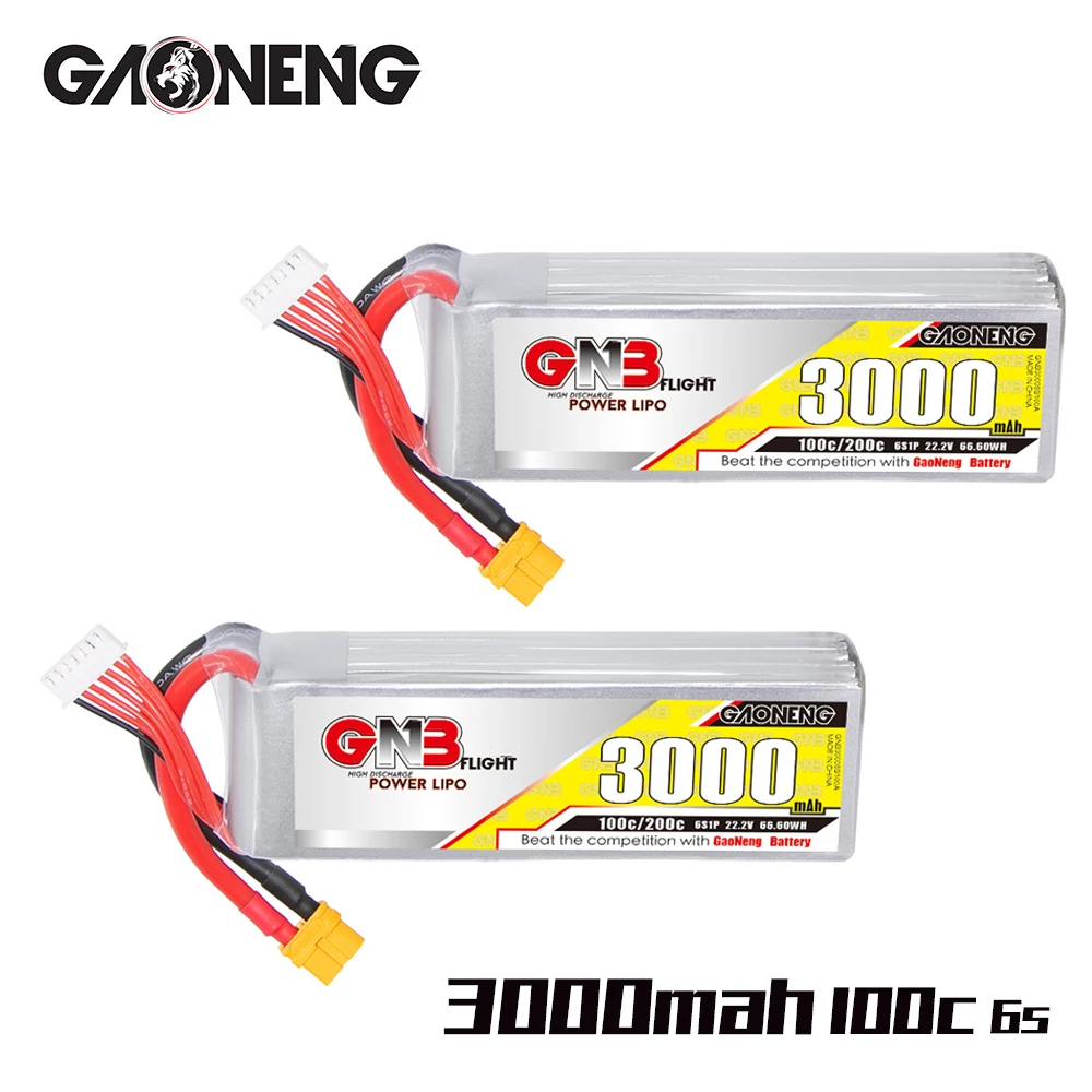 

GNB Lipo Battery 6S 3000mAh 100C With T XT60 XT90 Connector For RC Helicopter Quadcopter FPV Drone Parts 22.2V Drone Battery