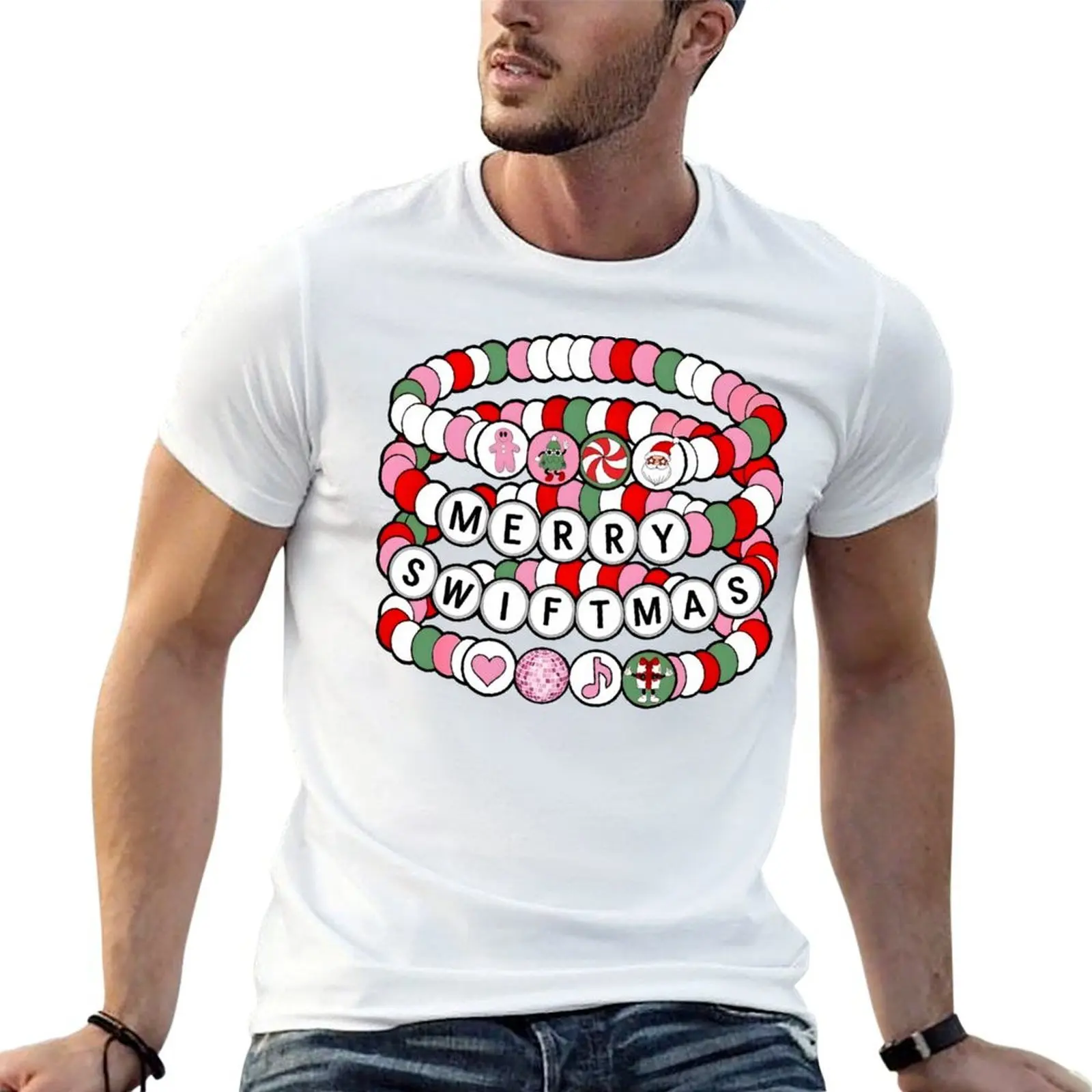 

Merry Swiftmas, Retro Christmas, Friendship Bracelet T-Shirt t shirt man casual anime t shirts oversize T-Shirt
