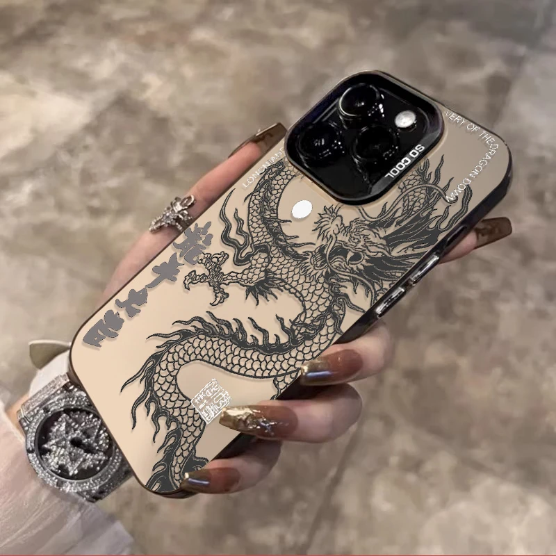 Plating Phone Case for Samsung Galaxy S24 S23 S22 S21 Ultra Plus FE A54 A34 A24 A14 A73 A53 A33 5G Note 20 Chinese Dragon Cover