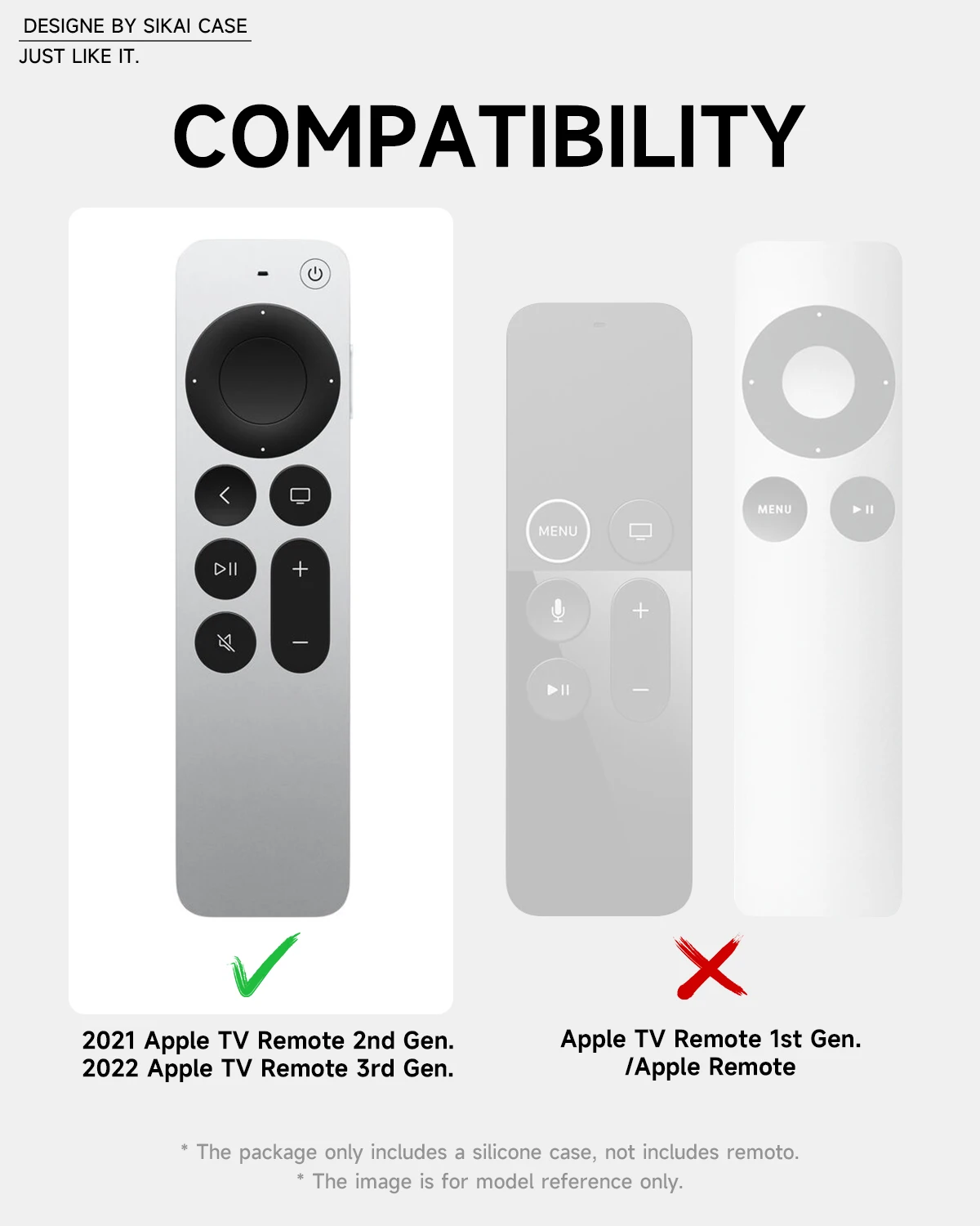 حافظة سيليكون Sikai لجهاز Apple Siri Remote 2021/2022 (الجيل الثاني/الثالث) مع حافظة واقية لحامل AirTag لجهاز Apple TV 4K Siri Remote