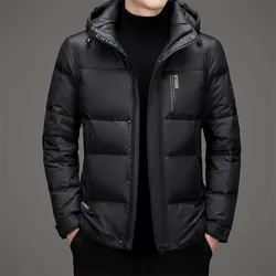 Casual Men's Hooded Duck Down Jackets Autumn Winter Windproof Fluffy Warm Puffer Coats Outwear Solid Down Padded Tops Clothing