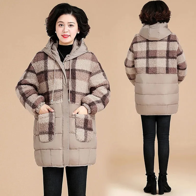 2024 New Loose Mother Winter Down Cotton Jacket For Middle-Aged Women Medium Length Thick Cotton Jacket High-end Cotton Jacket