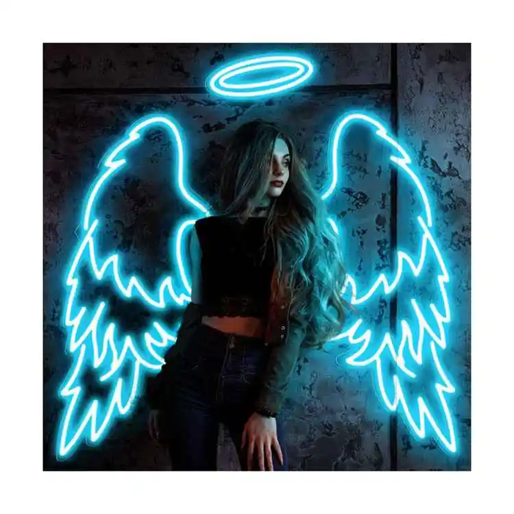 Wall art 3D wings happy birthday neon sign angle wing wall bedroom neon sign