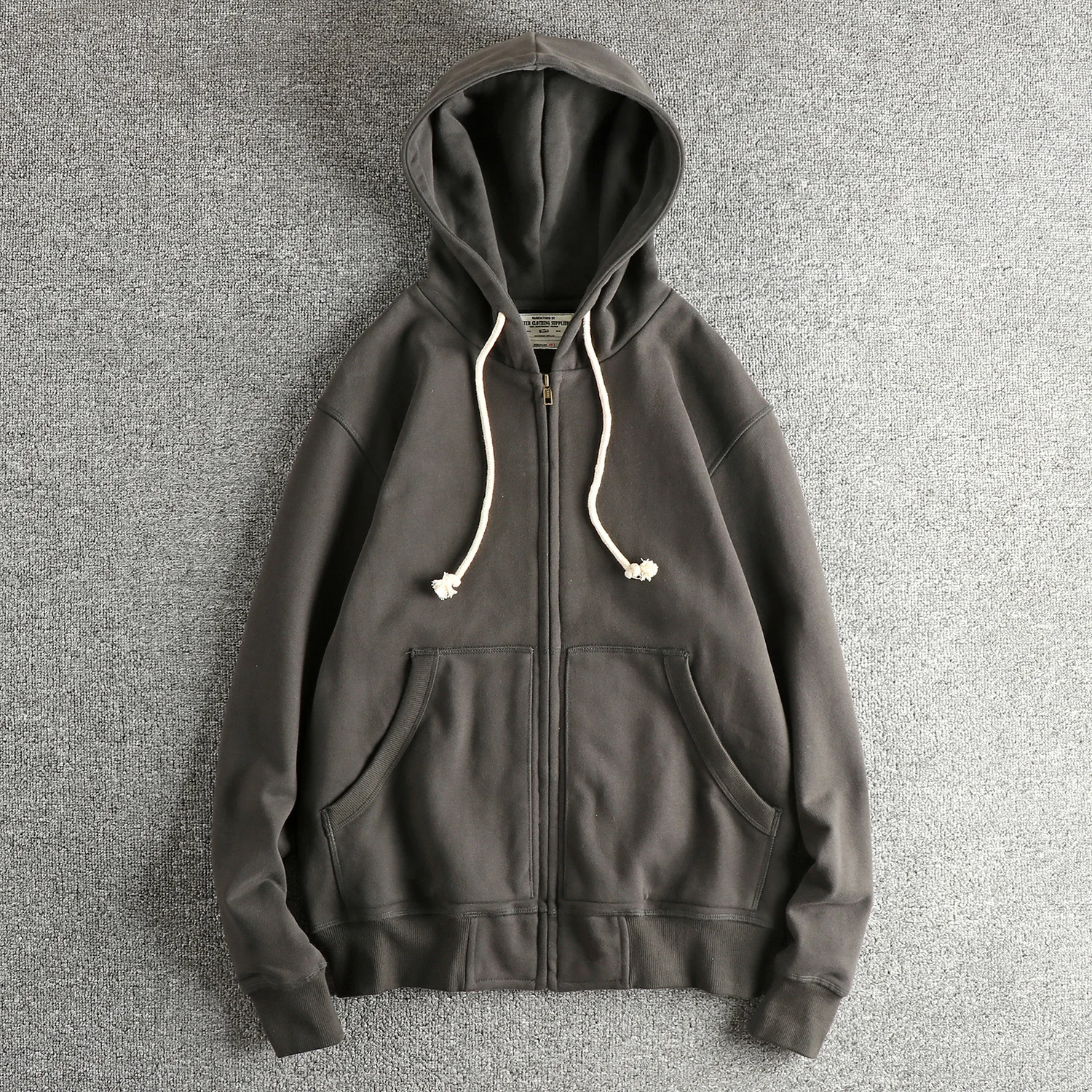 

Heavyweight Fleece Lined Hoodie Zipper Thickened Men's American Retro Style Autumn Winter Jacket Youth Outerwear Casual Wear