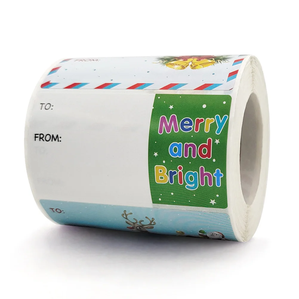 

500pcs Christmas Decoration Stickers 2 Rolls Xmas Craft Gifts Label Sheets Sealing Sticker Bag Child Eco Friendly Safe