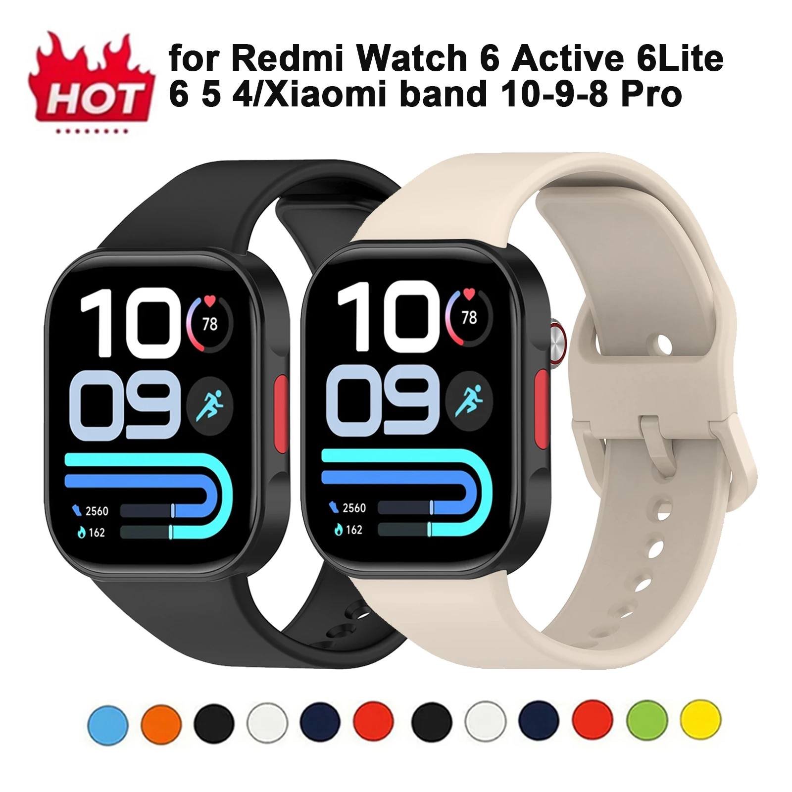 Silicone Strap For Redmi Watch 6 Lite 6Active 4 5 6 Smartwatch Sport Strap Wristband For Xiaomi 8-9-10 Pro Bracelet Accessories