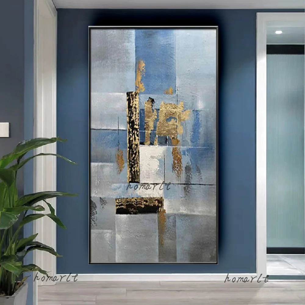 Blue Oil Painting Decor Home Wall Art Picture Hand Painted Modern Abstract Paint Home Decorative Art Picture Paint On Canvas