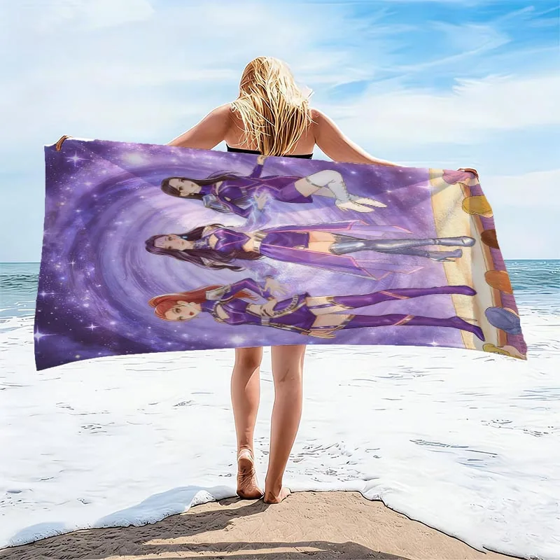 1pc Chibi K-pop Girl Group Anime Beach Towel Microfiber Soft Quick Dry Gym Sports Towel Bath Towel for Bathroom Swimming Outdoor