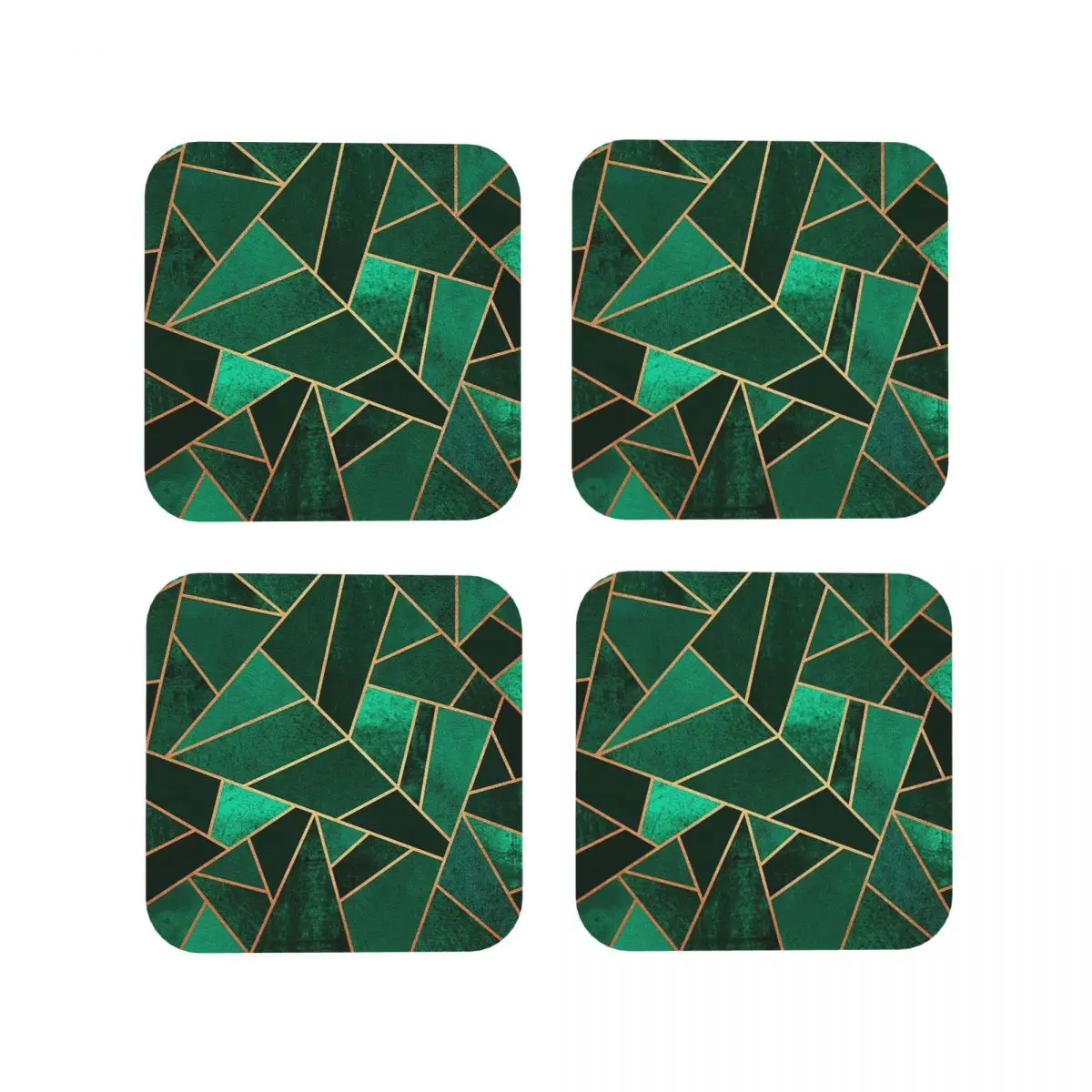 Emerald And Copp Coasters Kitchen Placemats Waterproof Insulation Cup Coffee Mats For Decor Home Tableware Pads Set of 4