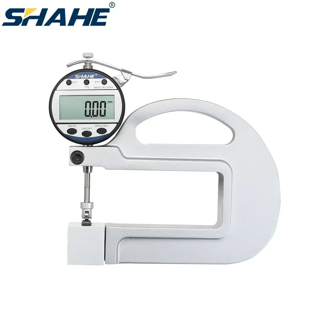 Shahe 0.01Mm 10Mm Digitale Diktemeter Met Rollerinzetstuk Metaaldikte Meting Lederen Filmdikte Meting