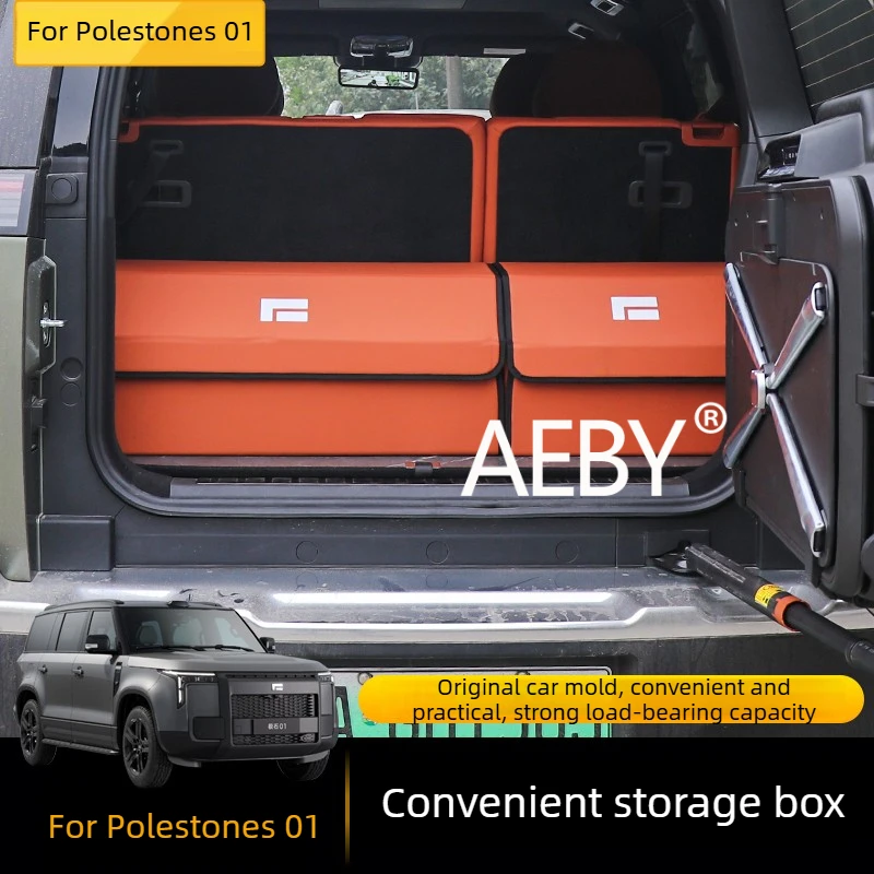 AEBY For Polestones 01 Multi-Use Car Storage Box,Collapsible Organizer with Lid,Seat Gap Organizer,Trunk & Cabin Storage Box