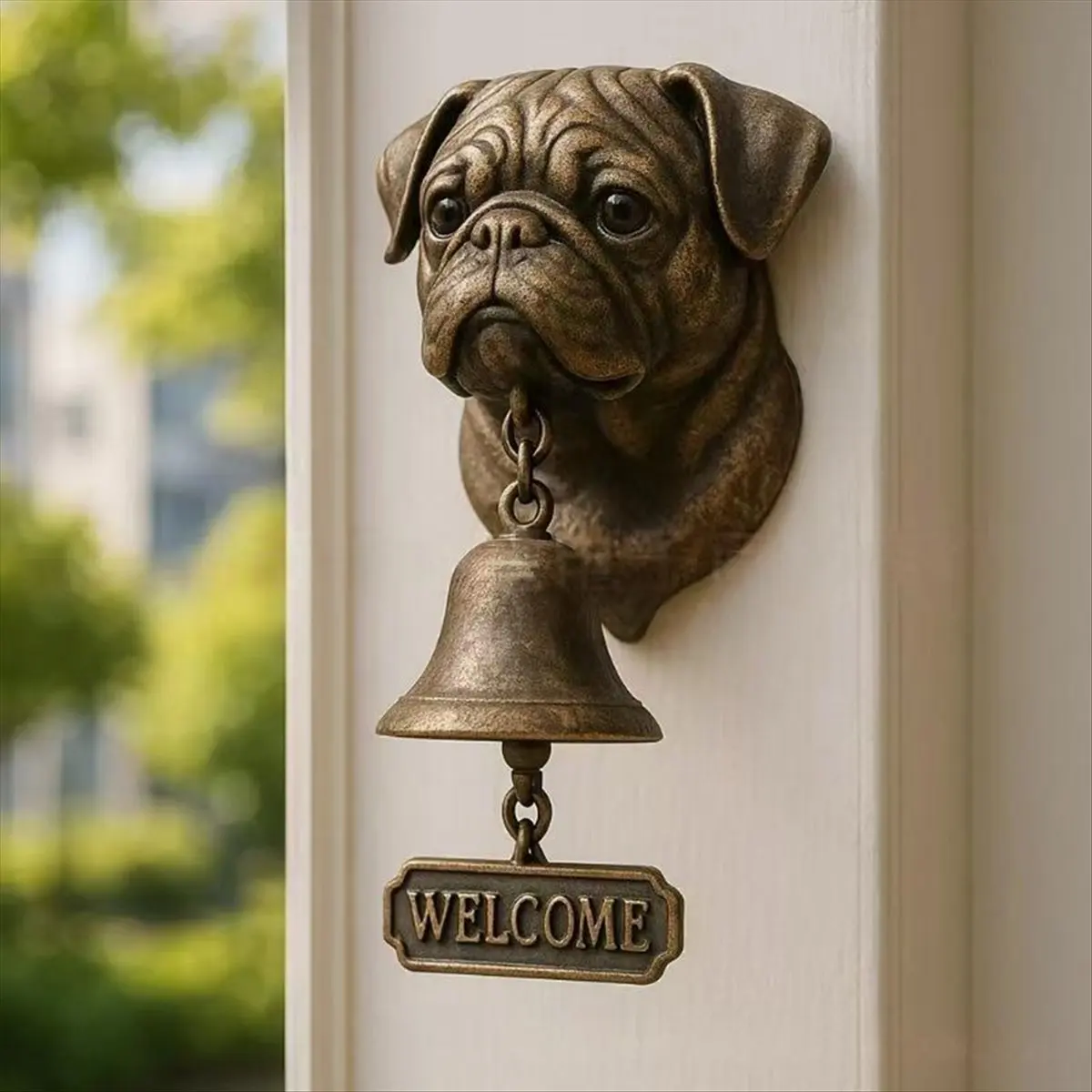 Vintage Halloween Witch Dog Bell, Metal Welcome Doorbell for Home Entrance, Wall Mount Decor