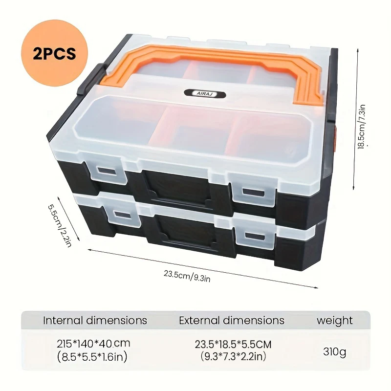 AIRAJ Multifunctional Tool Box 2/3-Piece Set, Detachable And Stackable Electrical Tool Screw With Lid Storage Plastic Box