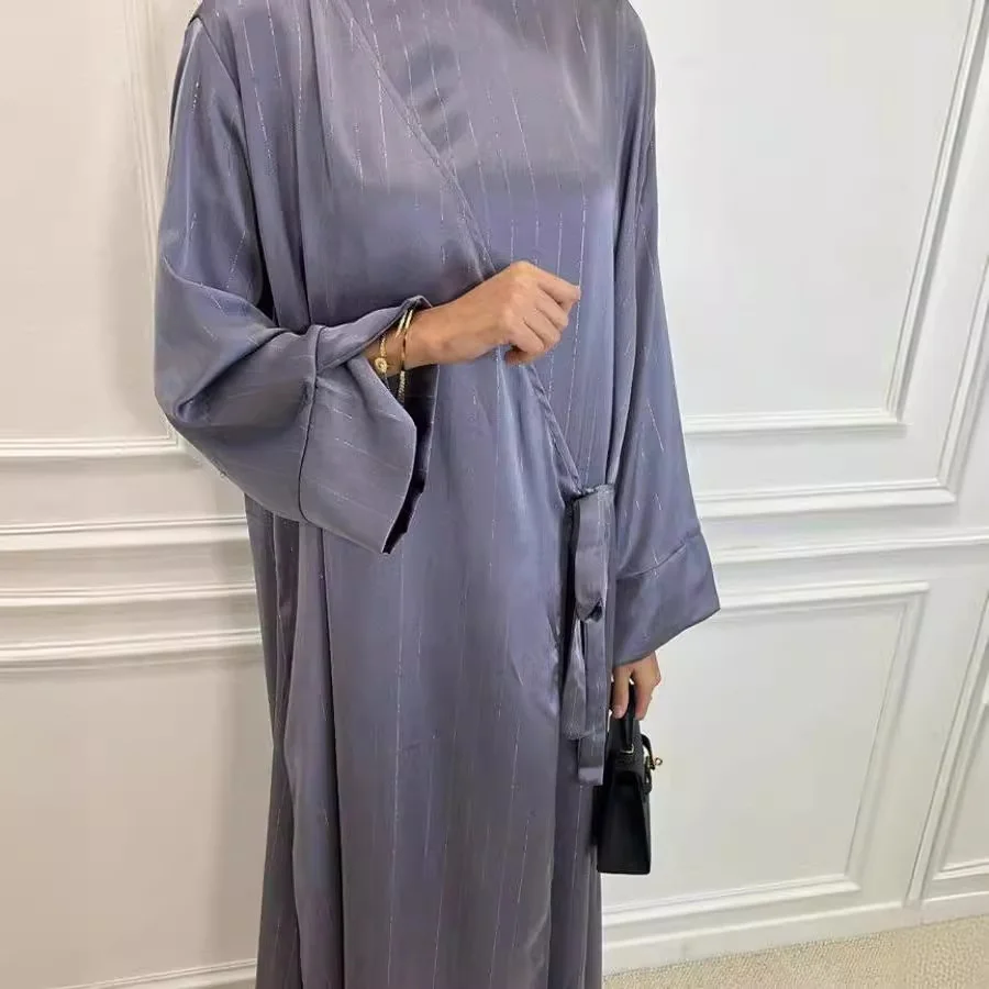 Satin Morocco Dress elegant Women Muslim Abaya  luxury Dubai Turkey Islam Kaftan Robe Longue Musulmane Vestidos Ramadan